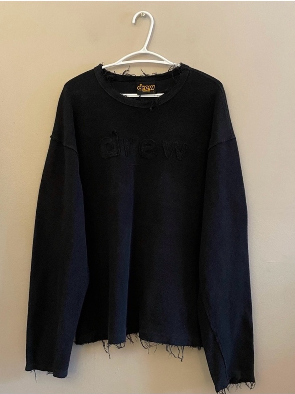 Drew House Black Distressed Logo Crewneck Sweater